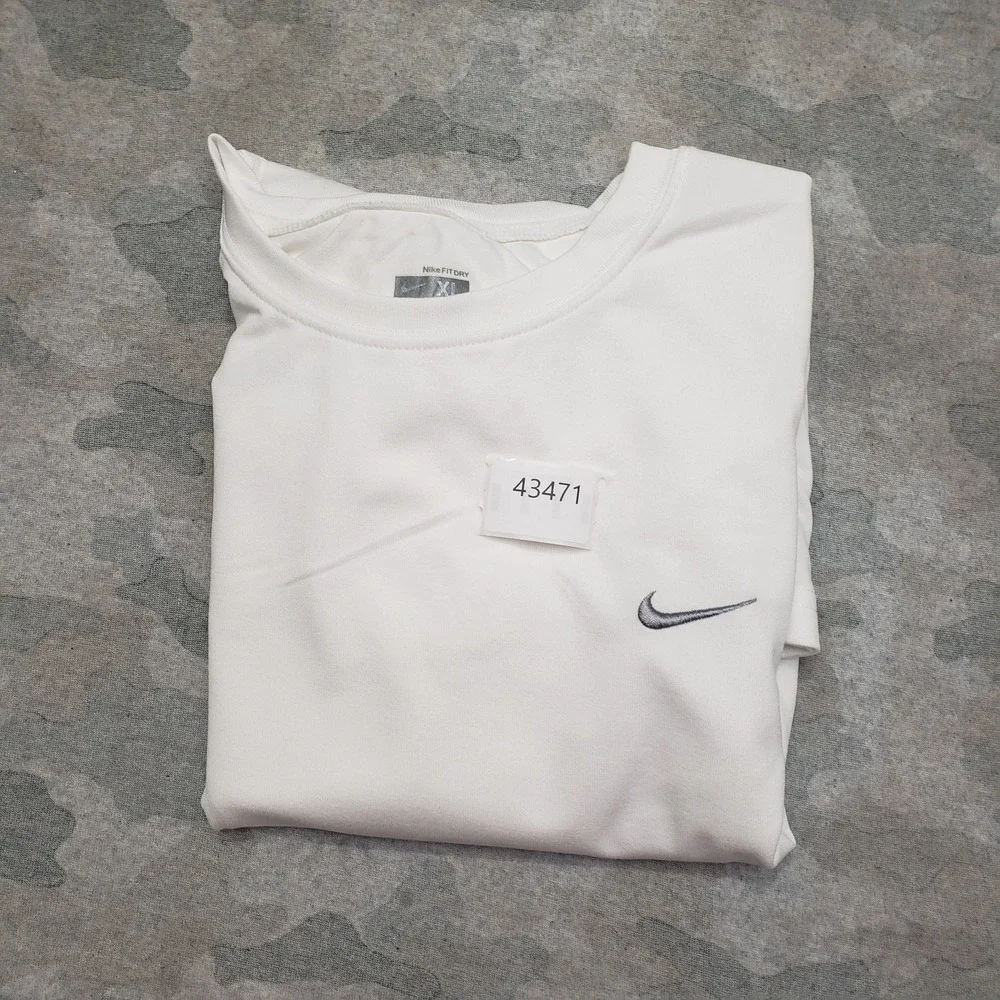 Nike Top Womens XL White‎ FitDry Short Sleeve Fitness Casual Tennis Gym Active